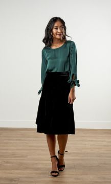Velvet Asymmetrical Ruffle Skirt